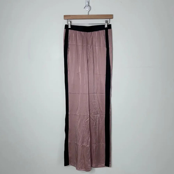 Amanda Uprichard Two-Toned Satin Pants Pink Black Side Hem Split Size Small Y2K - Picture 2 of 7